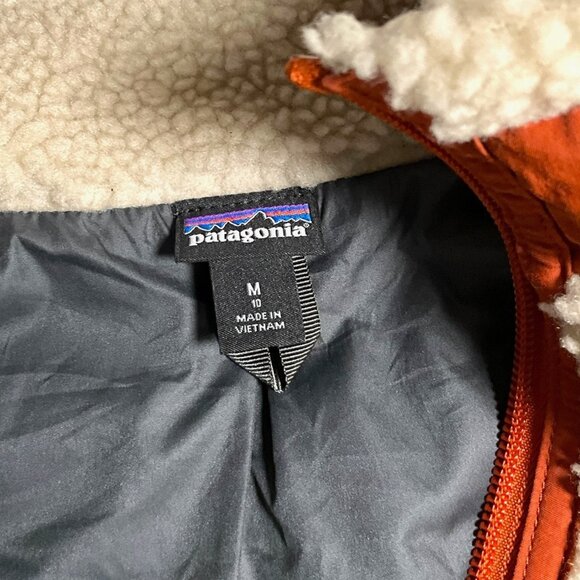 Patagonia Kids' Retro-X Fleece Vest Natural Orange Sleeveless Jacket Size Medium - Picture 4 of 8